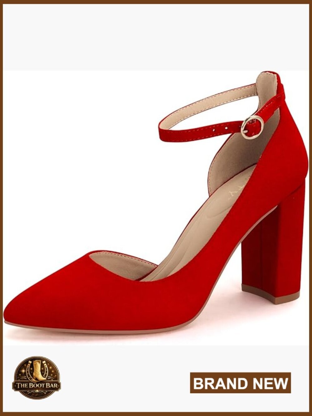 Women's Closed Toe Chunky Heels Pumps Ankle Strap Wedding Shoes